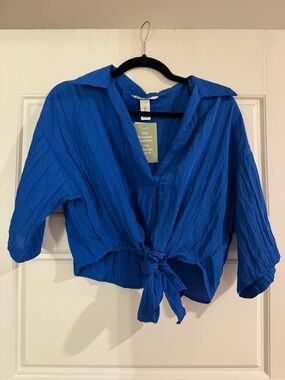 Cobalt Tie-Front Blouse - Women Tops